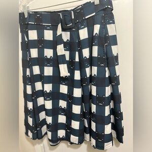 Checkered Navy and White Cat Skirt